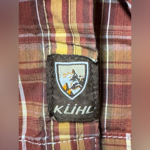 EUC KUHL Mens Orange Plaid Button Up Short Sleeve Shirt Size M Suncel - Picture 5 of 6